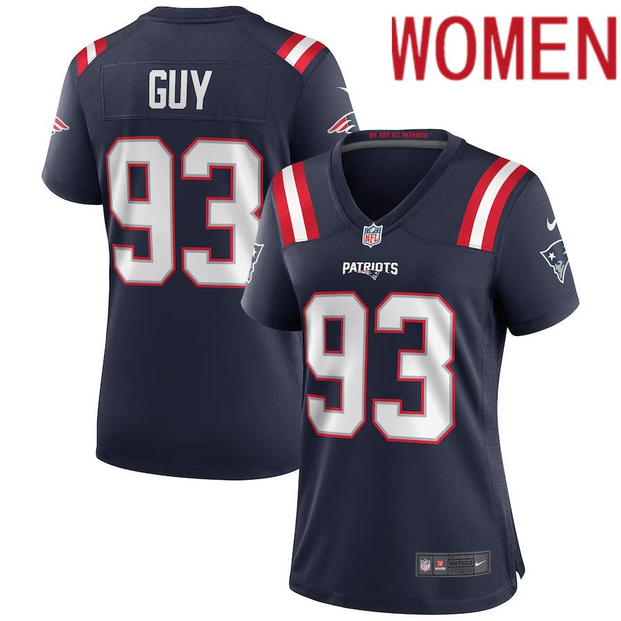 Women New England Patriots #93 Lawrence Guy Nike Navy Game NFL Jersey